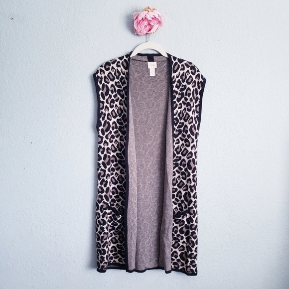 Chicos Maggie Jacquard Leopard Print Vest - Picture 2 of 8